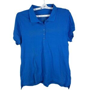 Faded Glory Womens Blue Polo Shirt XL 16-18 Cotton/Spandex Blend